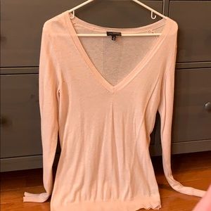Pink lightweight V neck sweater
